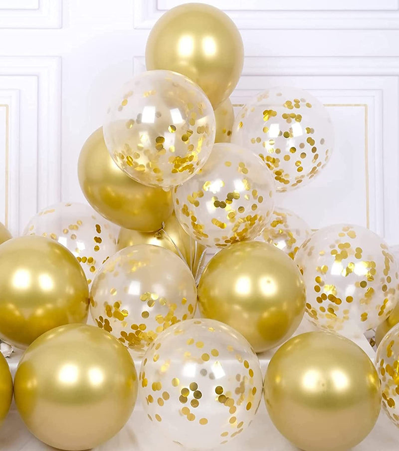Gold Chrome-Confetti Balloons for party decoration