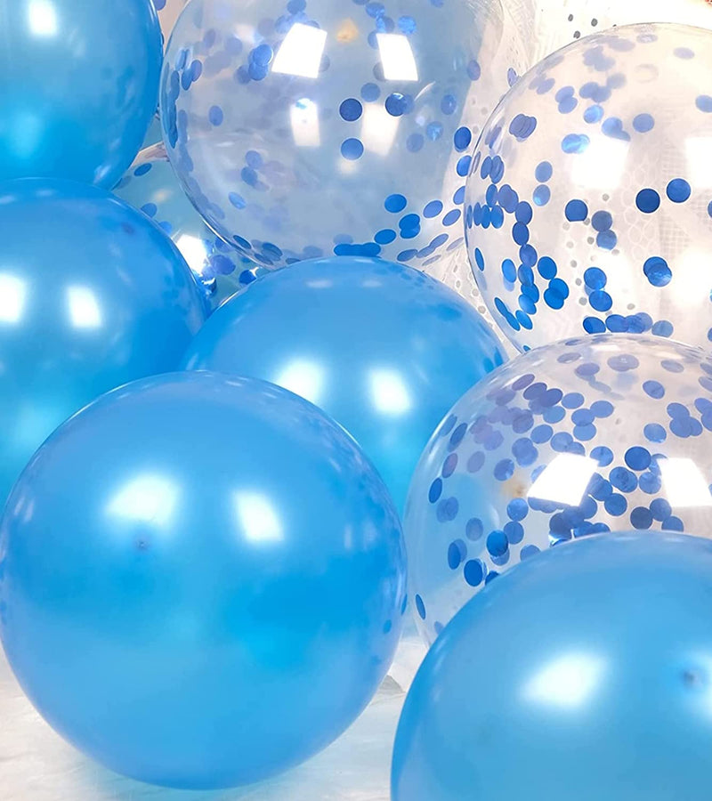 Blue Chrome-Confetti Balloons