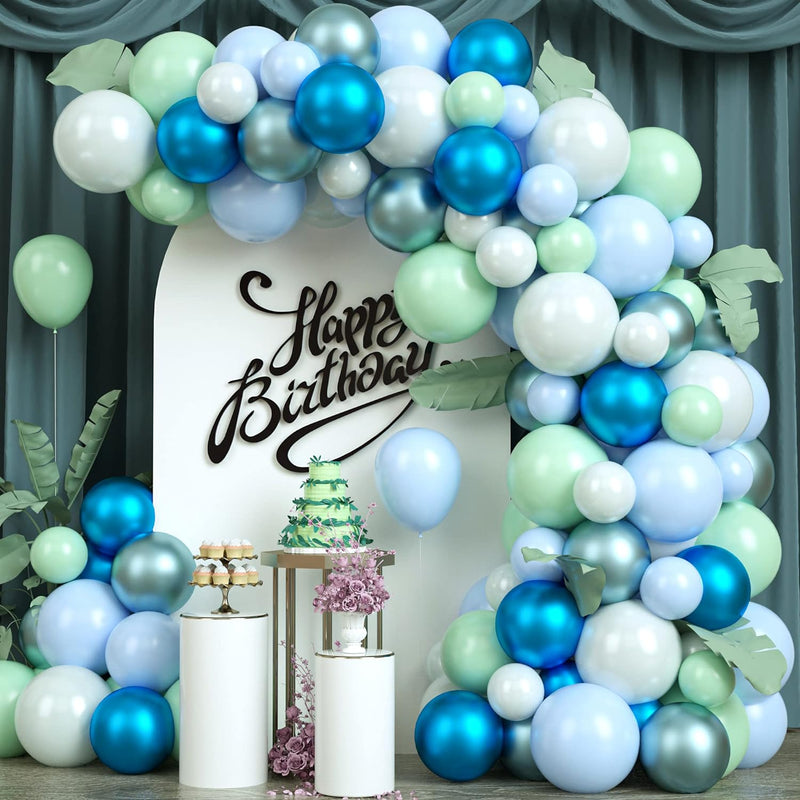 97 Pcs Balloons Arch Aqua Theme Blue Green Latex Balloons Garland Birthday Baby Shower Party Decoration.