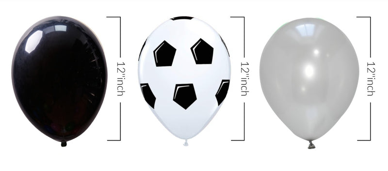 White Football Print and Black-Silver balloons for party decoration
