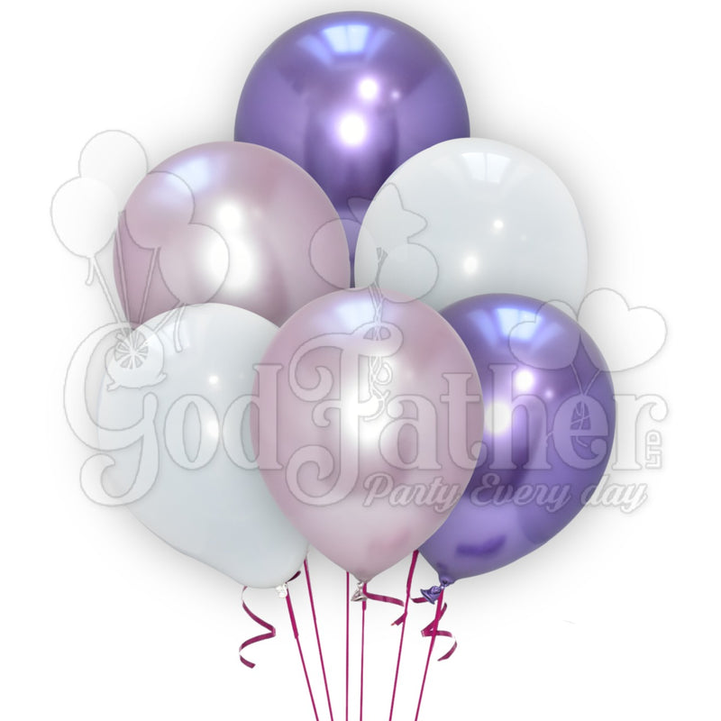 Plain White and Chrome Purple-Light Purple Balloons for party decoration