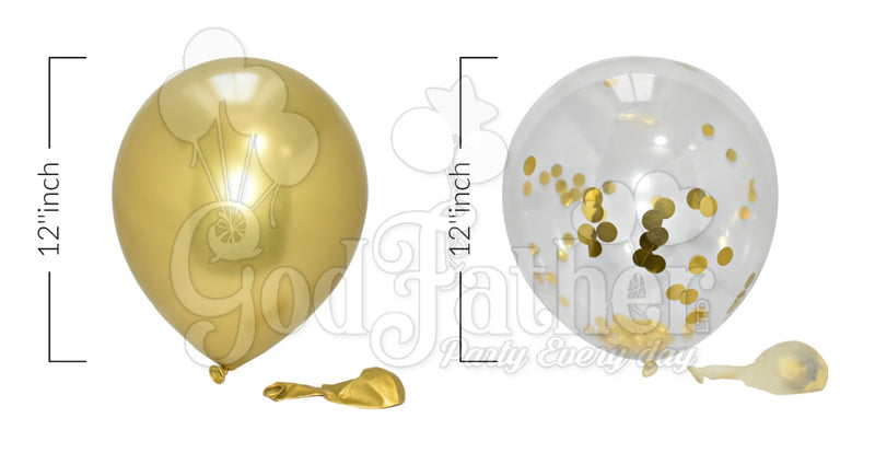 Gold Chrome-Confetti Balloons for party decoration