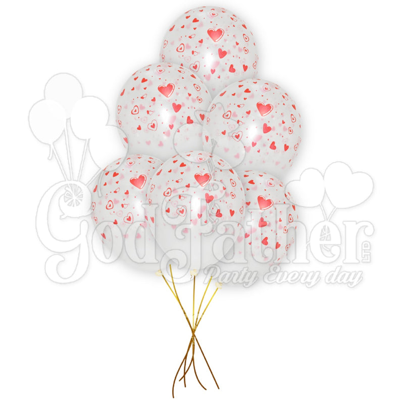 White Latex Plain Balloon with Heart Print for party decoration