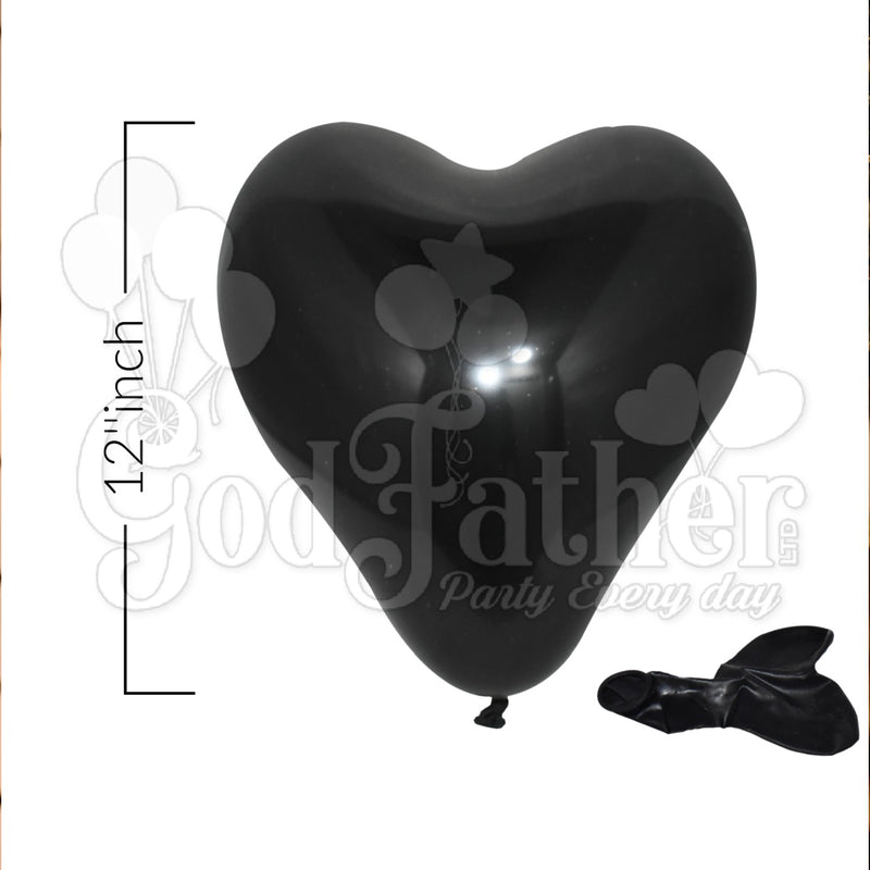 Black Heart Shape Latex Balloons (Pack of 5), birthday balloons in uk, party decorations items in uk, party supplies in uk, party supplier in uk, party decoration uk
