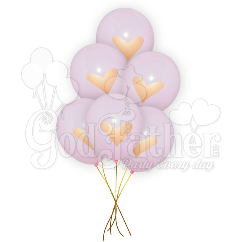 Baby Pink Plain Balloons with Golden Heart Print, birthday balloons in uk, party decorations items in uk, party supplies in uk, party supplier in uk, party decoration uk