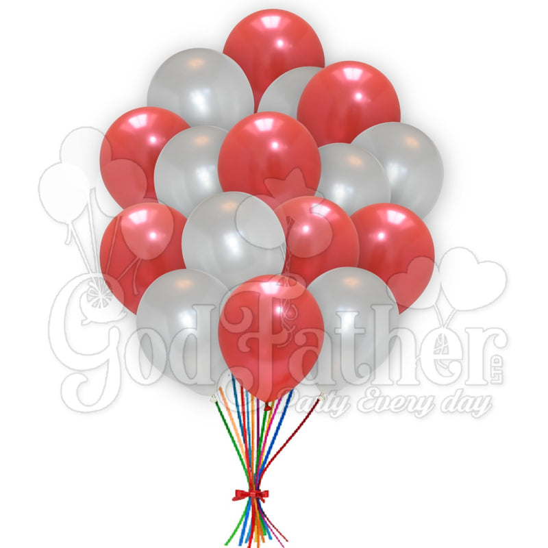 Metallic Red-Metallic White Balloons for decoration