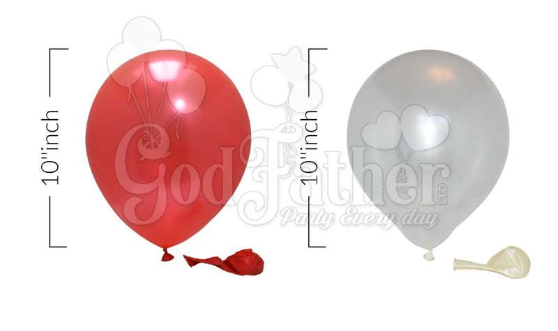 Metallic Red-Metallic White Balloons for decoration