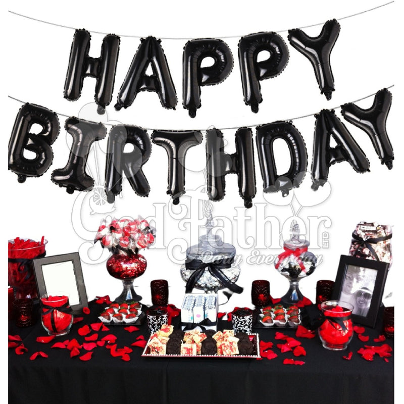 Happy Birthday (Black) Letter Foil Balloons