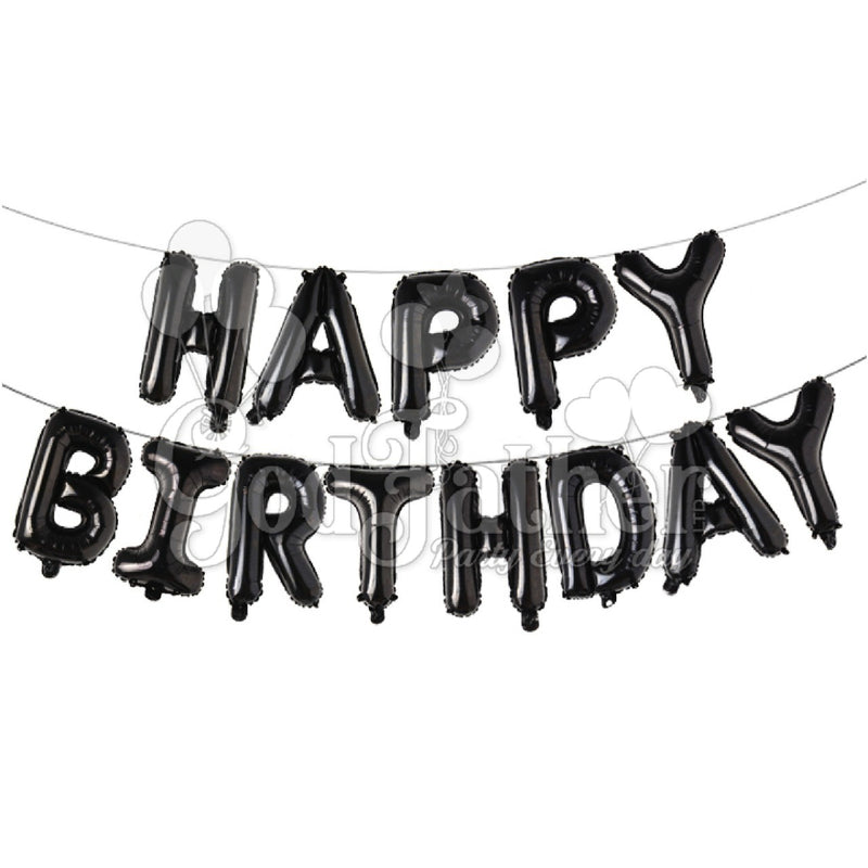 Happy Birthday (Black) Letter Foil Balloons
