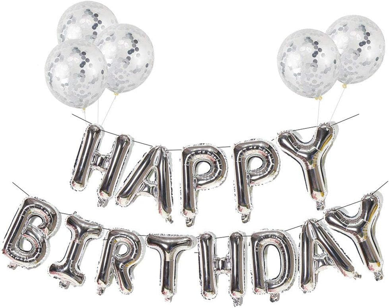 Happy Birthday Silver Balloons for party decoration