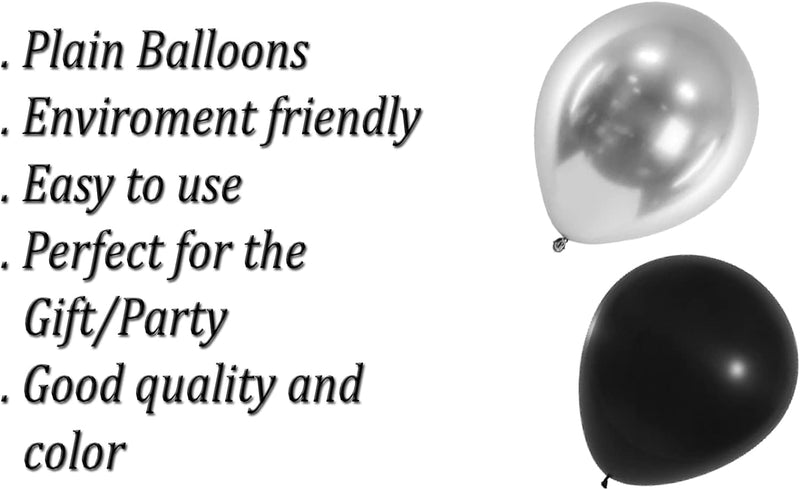 Black and Silver Chrome Helium Balloons