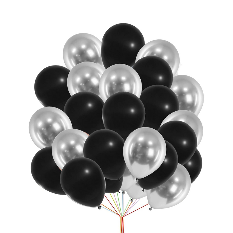 Black and Silver Chrome Helium Balloons
