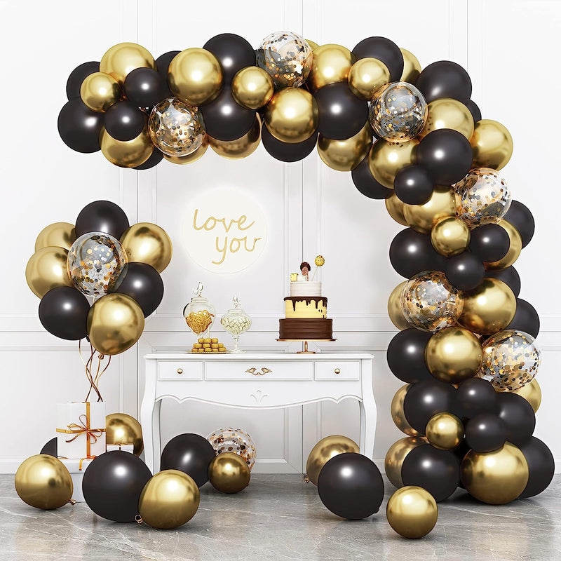 110 Pc Black Gold Balloons Arch Garland Kit Birthday Wedding Party Backdrop Decoration