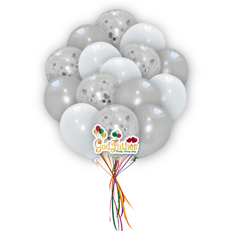 Silver Confetti-Plain Silver - White Balloons for party decoration