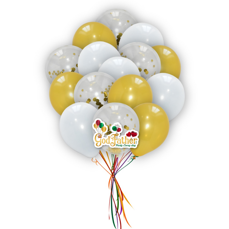 Yellow Confetti-Plain Yellow - White Balloons for party decoration
