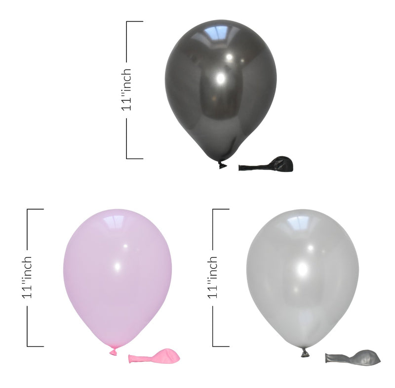 Black-Baby Pink-Silver Balloon Combo Pack, birthday balloons in uk, party decorations items in uk, party supplies in uk, party supplier in uk, party decoration uk