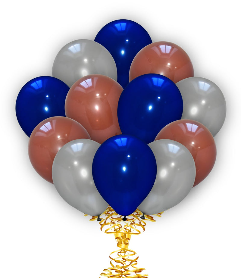 Brown-Silver-Navy-Blue Balloons Combo Pack, birthday balloons in uk, party decorations items in uk, party supplies in uk, party supplier in uk, party decoration uk
