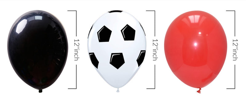 White Football Print and Black Red Balloons Set, Football Balloons, Soccer Balloons, party decorations items in uk, party supplies in uk, party supplier in uk, party decoration uk