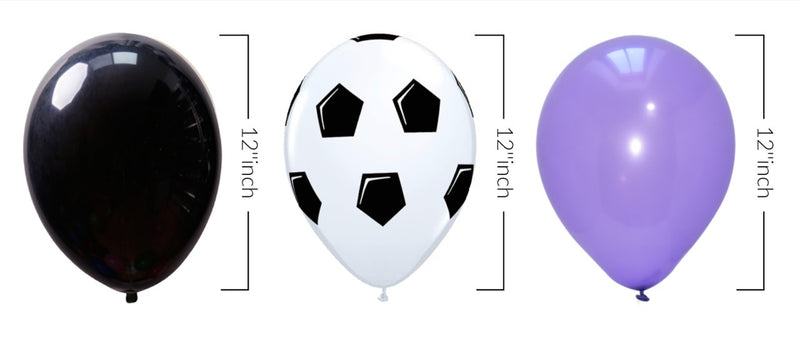 White Football Print and Black-Purple Balloons for party decoration