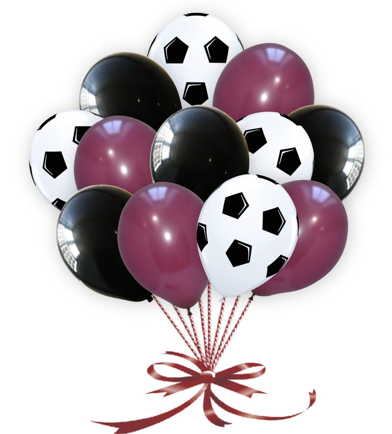 White Football Print and Black-Burgundy Gold for party decoration