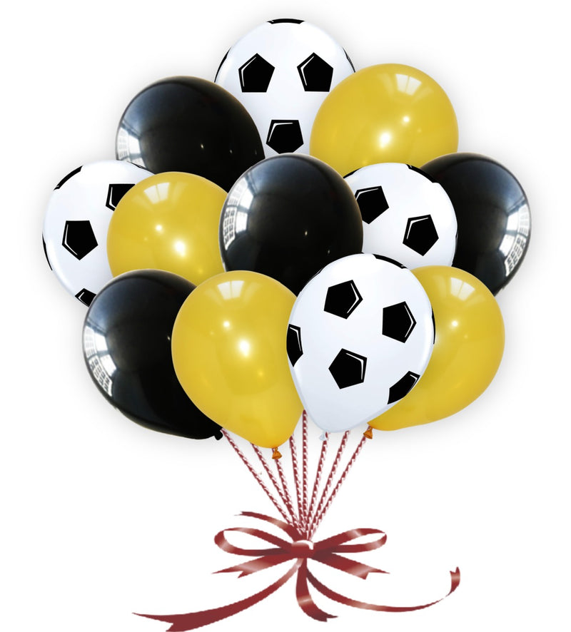 White Football Print and Black-Gold for party decoration