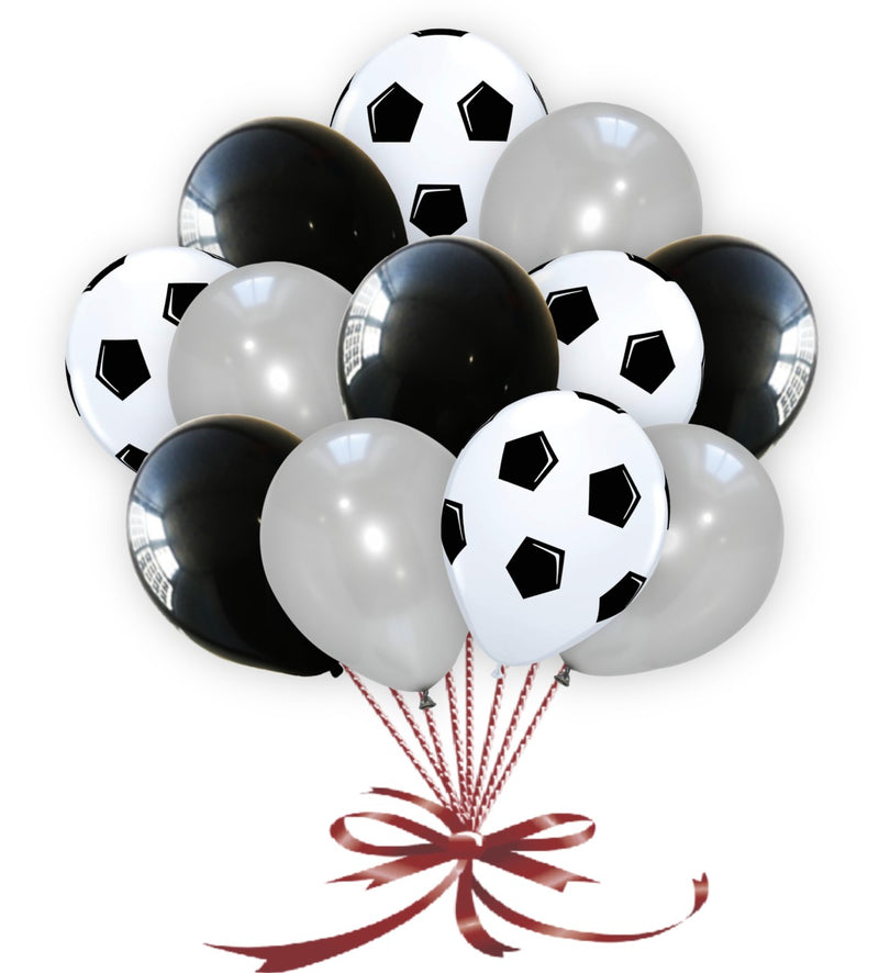 White Football Print and Black-Silver Set, party decorations items in uk, party supplies in uk, party supplier in uk, party decoration uk