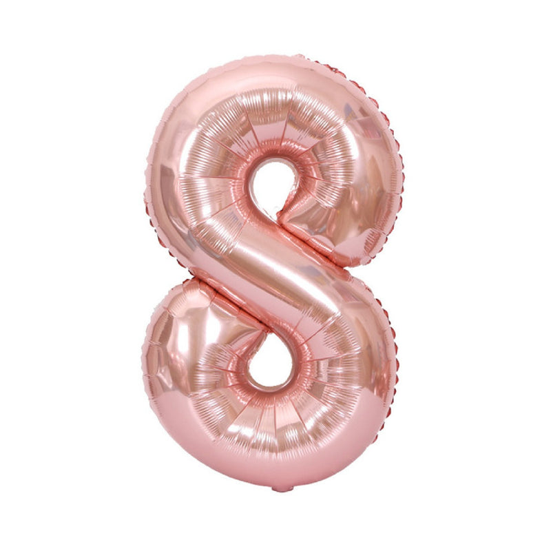 Foil rose gold number balloons for party decoration