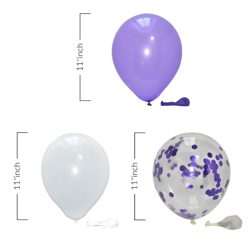 Purple Confetti-Plain Purple - White Balloons for party decoration