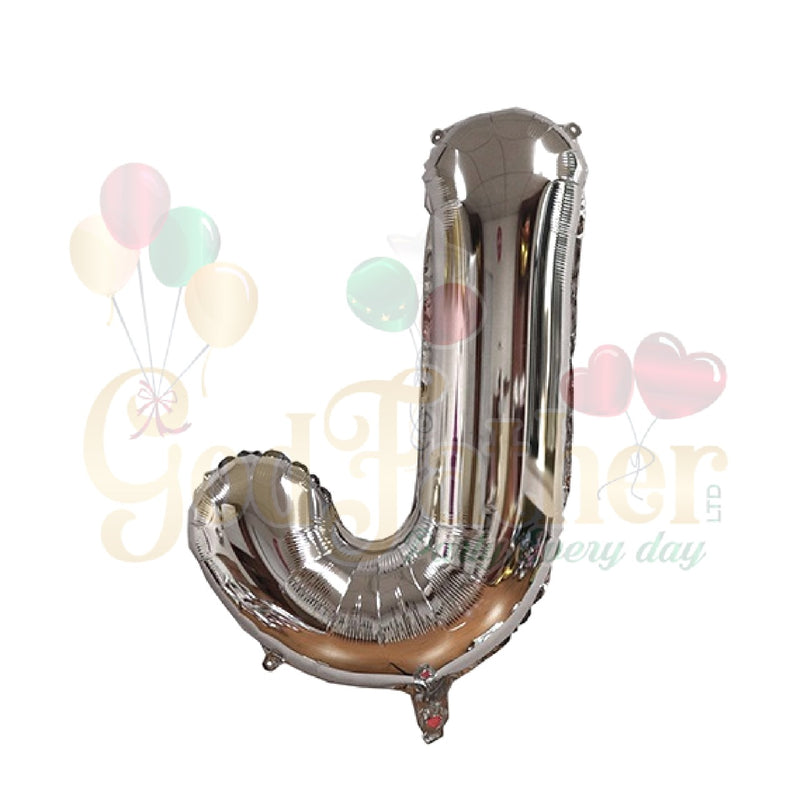 Letter J Foil Balloon, Happy Birthday foil, Foil Balloons, Foil Balloons Alphabets balloon, Silver Foil balloons