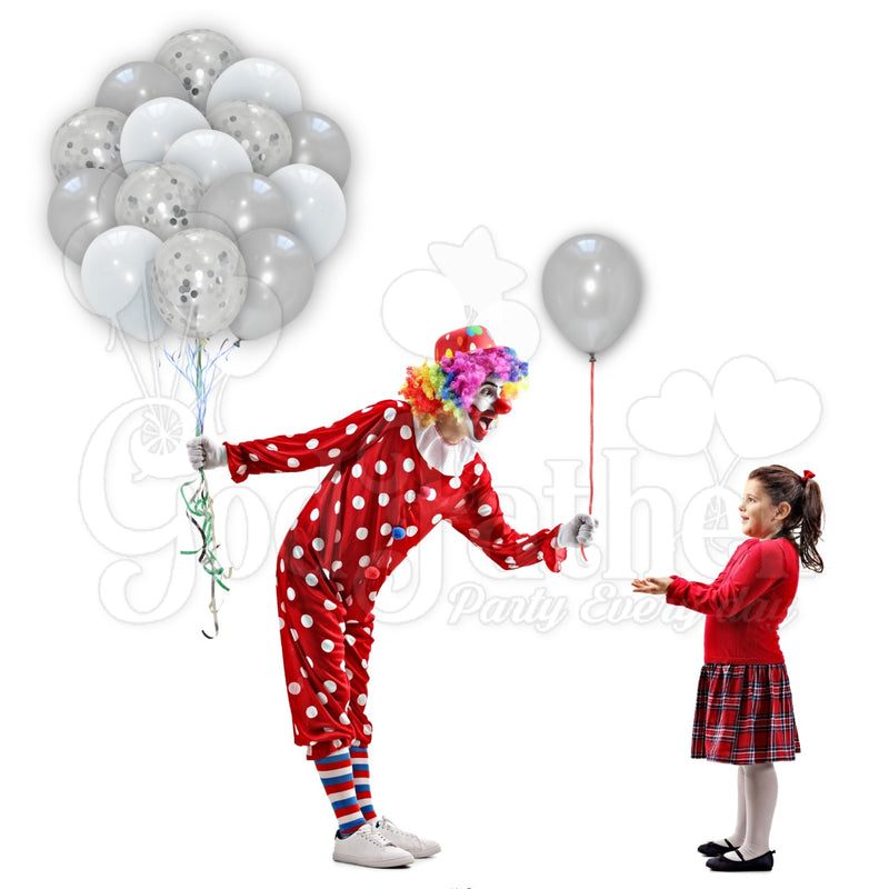 Confetti balloons, confetti balloons set, Party balloons in UK, Silver confetti balloons,