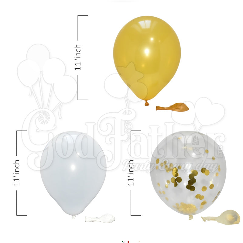 Yellow Confetti-Plain Yellow - White Balloons for party decoration