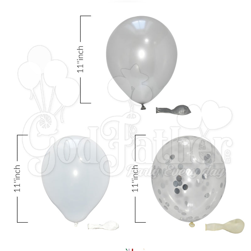 Silver Confetti-Plain Silver - White Balloons for party decoration
