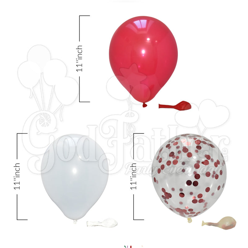 Red Confetti-Plain Red - White Balloons for party decoration