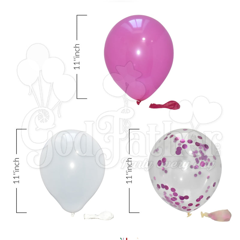 Hot Pink Confetti Plain Hot Pink White Balloons