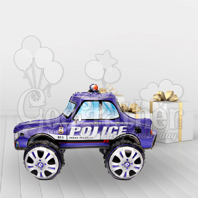 Police Car Foil Balloon Blue 15*26" Inch, Animated Balloons, Car Balloons, Kids Balloons, birthday balloons in uk, party decorations items in uk, party supplies in uk, party supplier in uk, party decoration uk