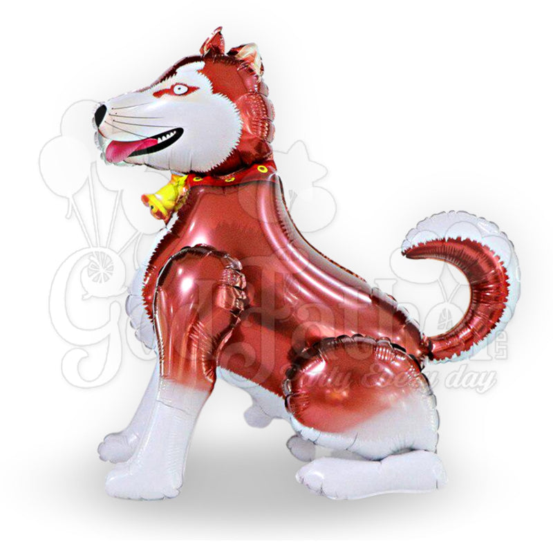 Brown Husky Dog Foil Balloon 27*28" inch, dog balloon, birthday balloons in uk, party decorations items in uk, party supplies in uk, party supplier in uk, party decoration uk