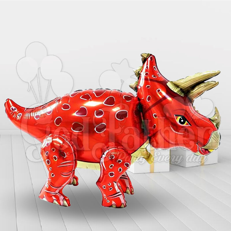 Red Triceratops Foil Balloon, Party balloons in uk,