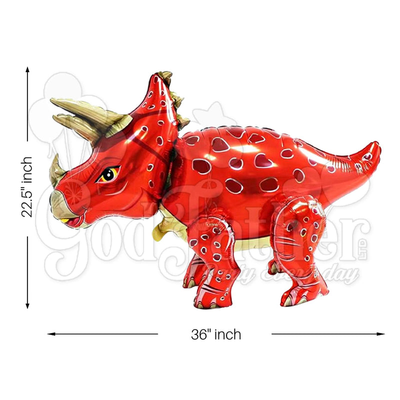 Red Triceratops Foil Balloon for kids birthday party decoration