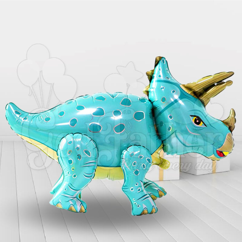 Blue Triceratops Foil Balloon 22.5*36" Inch, Blue Triceratops Foil Balloon, birthday balloons in uk, party decorations items in uk, party supplies in uk, party supplier in uk, party decoration uk