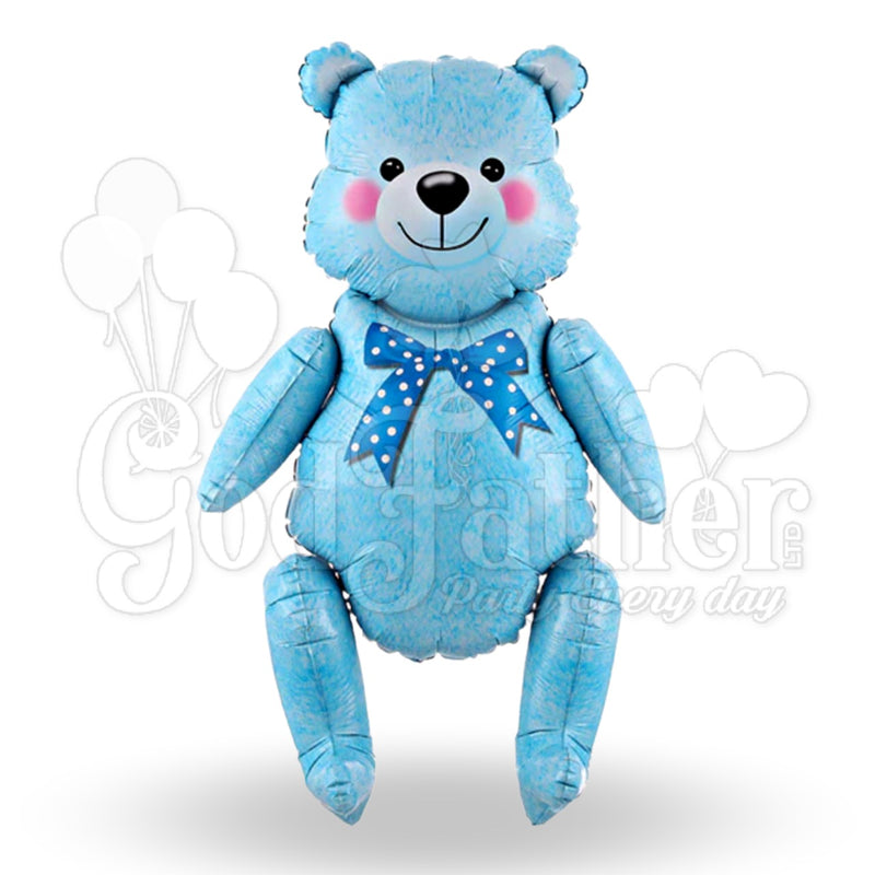 Blue Bear Standing Foil Balloon 32.5*17" Inch, Blue Bear Standing Foil Balloon, birthday balloons in uk, party decorations items in uk, party supplies in uk, party supplier in uk, party decoration uk