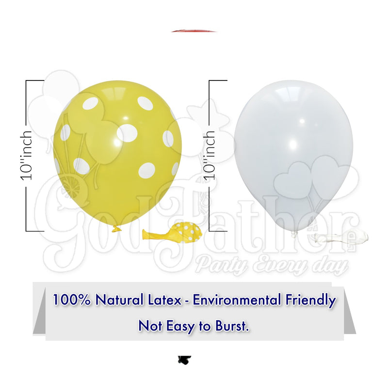 Yellow Polka Dot and White Plain Balloons for party decoration