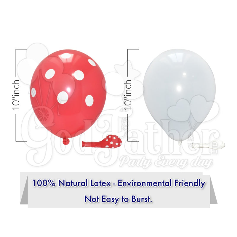 Red Polka Dot and White Plain Balloons for party decoration