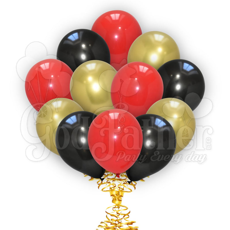 Red-Black-Chrome Gold Balloons for party decoration