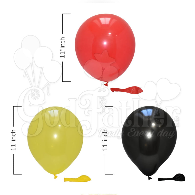 Plain Red-Plain Black-Plain Yellow Balloons Combo Pack