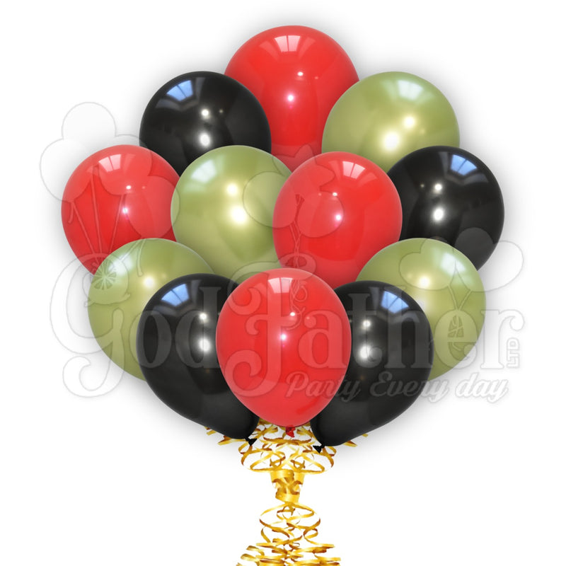 Plain Red-Plain Black -Apple Green Chrome Balloons for party decoration