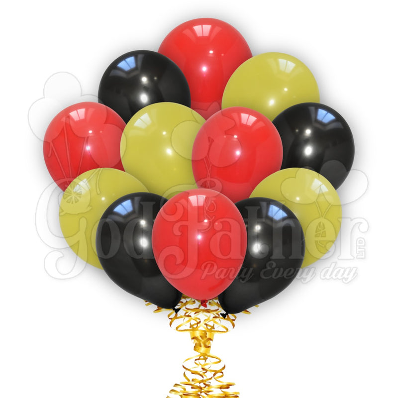 Plain Red-Plain Black-Plain Yellow Balloons Combo Pack
