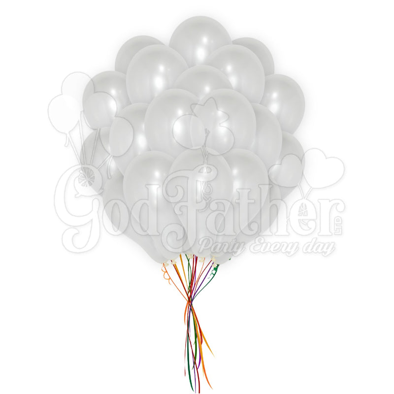 White metallic balloons for birthday party decoration