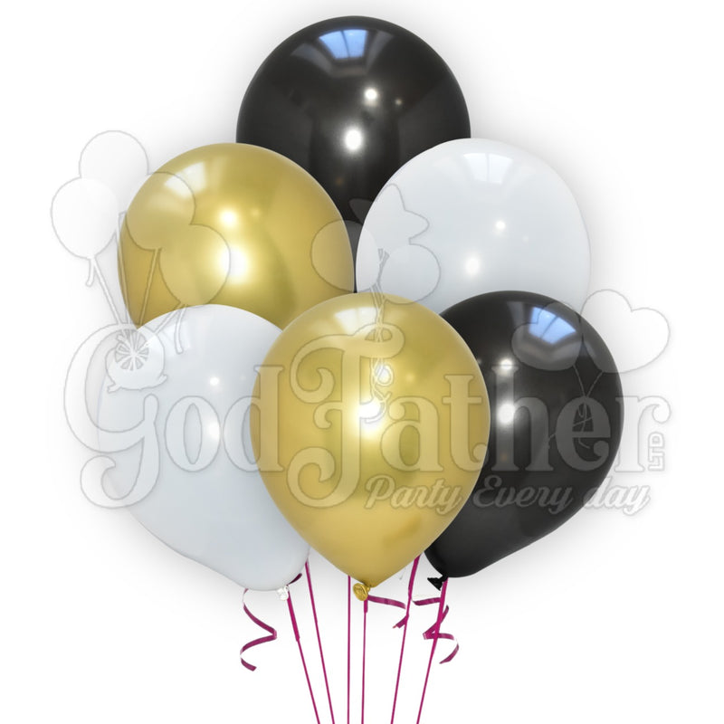 Plain White-Black And Chrome Gold Balloons for party decoration