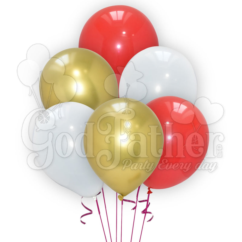 Plain White-Red and Chrome Gold Balloons for party decoration