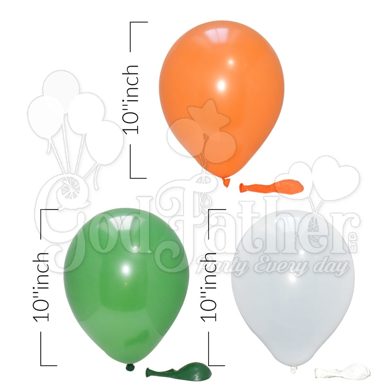 Plain White-Orange and Green Balloons for party decoration